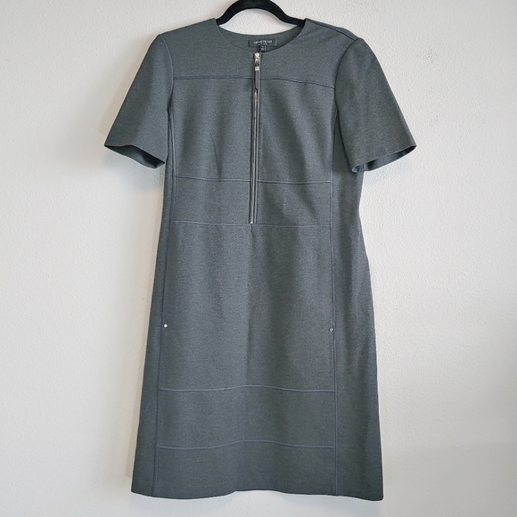 Lafayette 148 New York Gray Short Sleeve Sheath Dress Sz S Work Wear Classic - Picture 1 of 8
